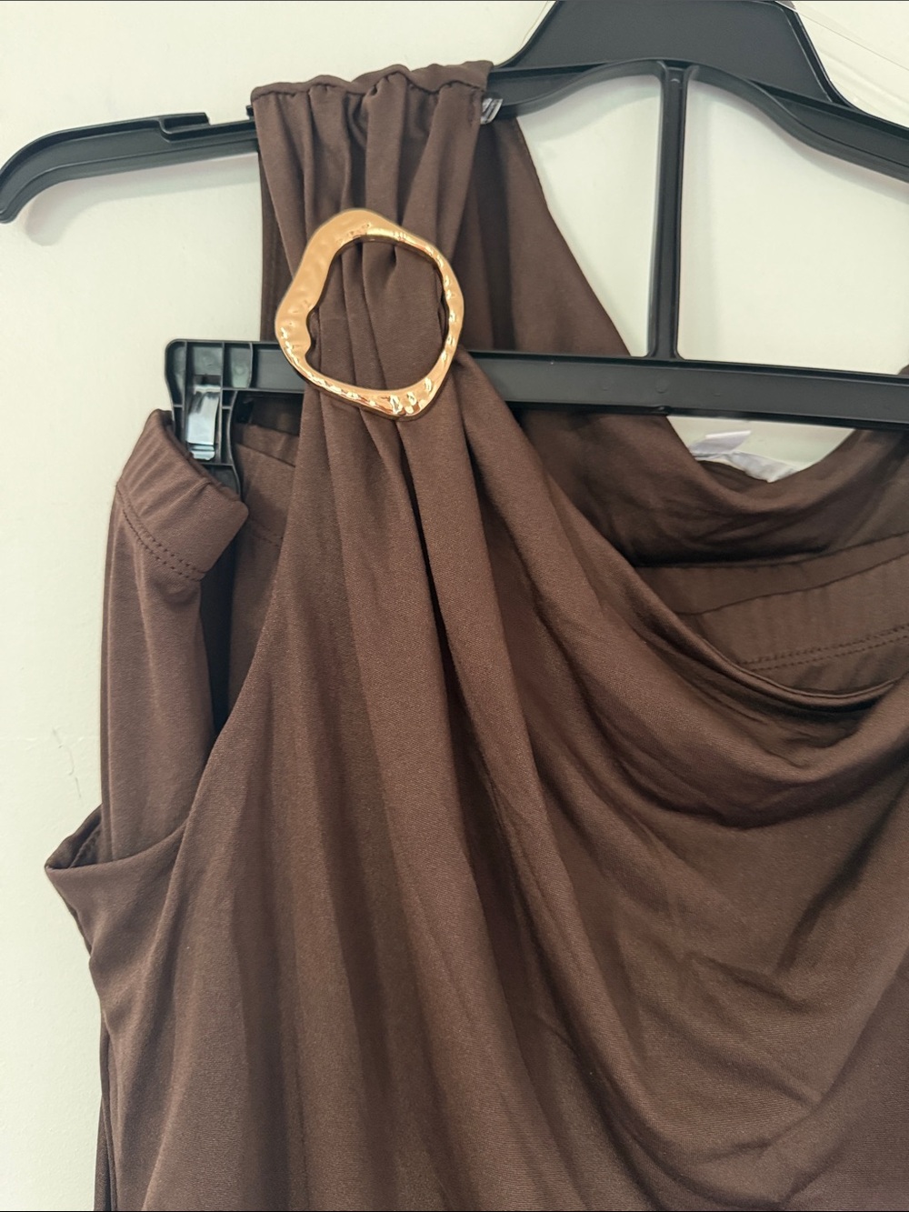 Women's Brown Two-Piece Jumpsuit Set - Picture 2 of 3